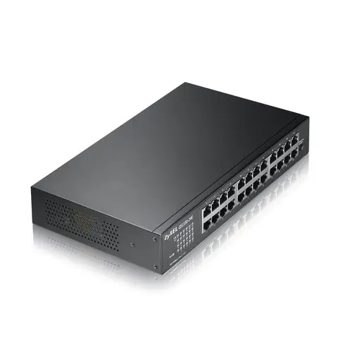 Комутатор, ZyXEL GS1100-24E 24-port Gigabit Unmanaged switch v3, Fanless, 802.3az (Green), desktop/19" rackmount - image 1