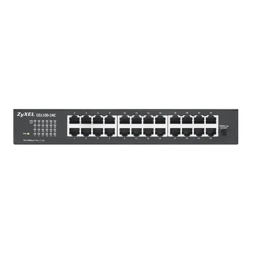 Комутатор, ZyXEL GS1100-24E 24-port Gigabit Unmanaged switch v3, Fanless, 802.3az (Green), desktop/19" rackmount - image 2