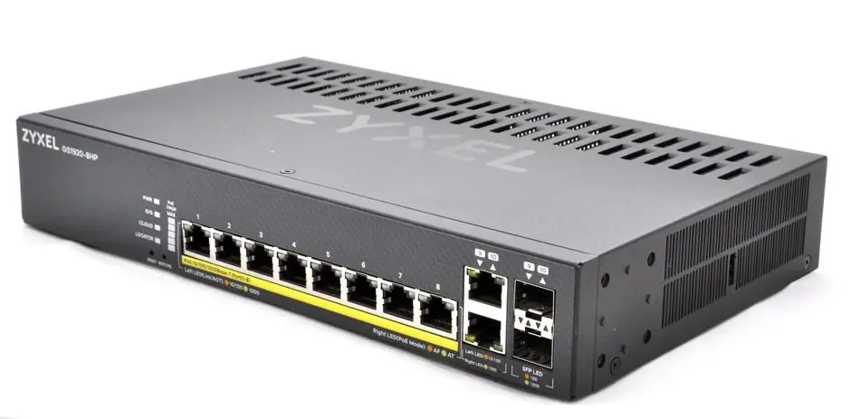 Switch, ZyXEL GS1920-8HPv2, 10 porturi Smart Managed Switch 8x Gigabit Copper și 2x Gigabit dual pers., hybrid mode, standalone sau NebulaFlex Cloud
