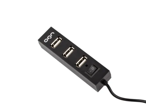 USB хъб, uGo USB 2.0 hub MAIPO HU100 4-ports with switch, Black