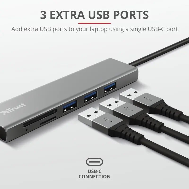 USB хъб, TRUST Halyx Fast USB-C Hub & Card Reader - image 5