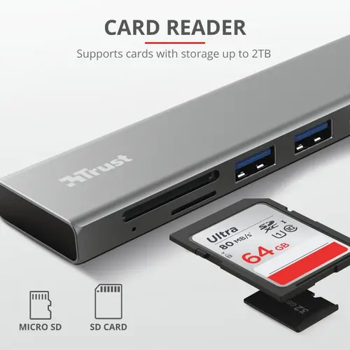 USB хъб, TRUST Halyx Fast USB-C Hub & Card Reader - image 6