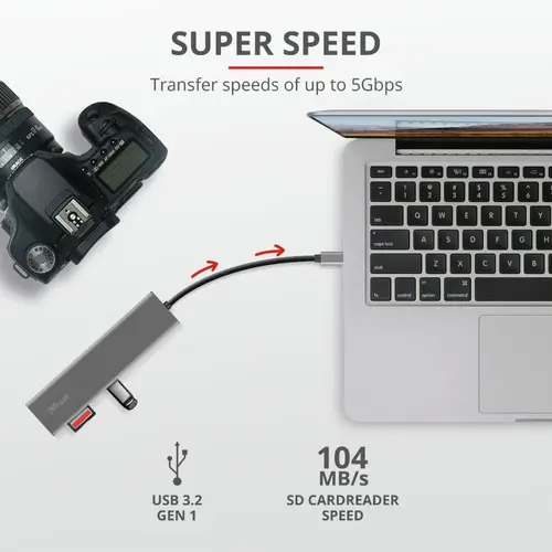 USB хъб, TRUST Halyx Fast USB-C Hub & Card Reader - image 7