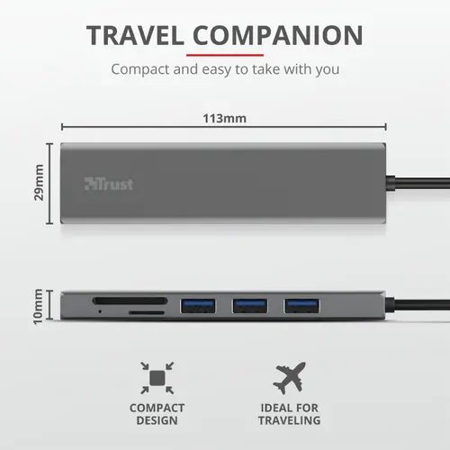 USB хъб, TRUST Halyx Fast USB-C Hub & Card Reader - image 8