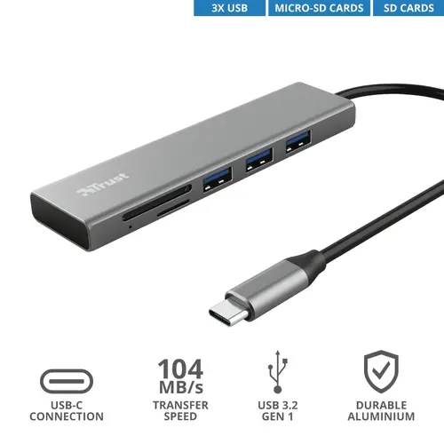USB хъб, TRUST Halyx Fast USB-C Hub & Card Reader - image 9
