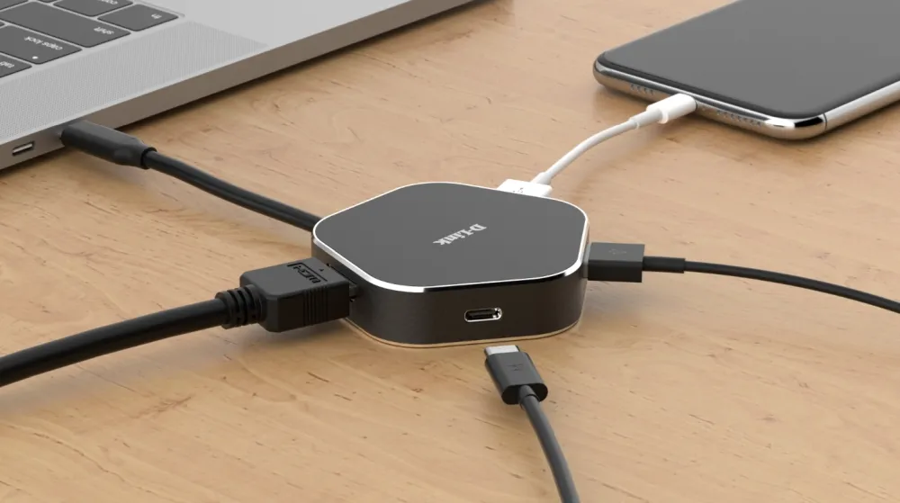 USB хъб, D-Link 4-in-1 USB-C Hub with HDMI and Power Delivery - image 2