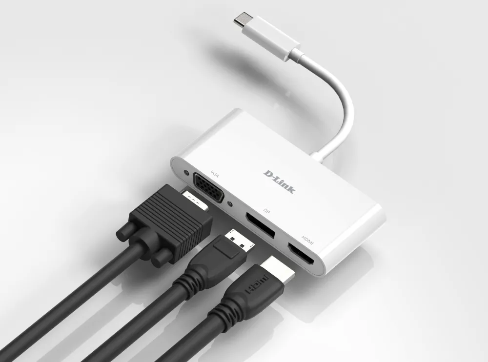USB хъб, D-Link 3-in-1 USB-C to HDMI/VGA/DisplayPort Adapter - image 1