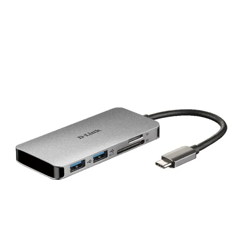 USB хъб, D-Link 6-in-1 USB-C Hub with HDMI/Card Reader/Power Delivery