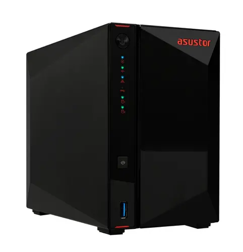 Мрежов сторидж, Asustor AS5202T, 2-Bay NAS, Intel Celeron J4005 Dual-Core 2.0 GHz (burst up 2.7 GHz), 2GB SO-DIMM DDR4 (Max. 8GB), 2x 2.5 GbE, 2x 2.5"/3.5" SATA3 HDD or SSD, 3x USB 3.2 Gen 1 Type A, WOW (Wake on WAN), WOL, System Sleep Mode, AES-NI hardware encryption - image 1