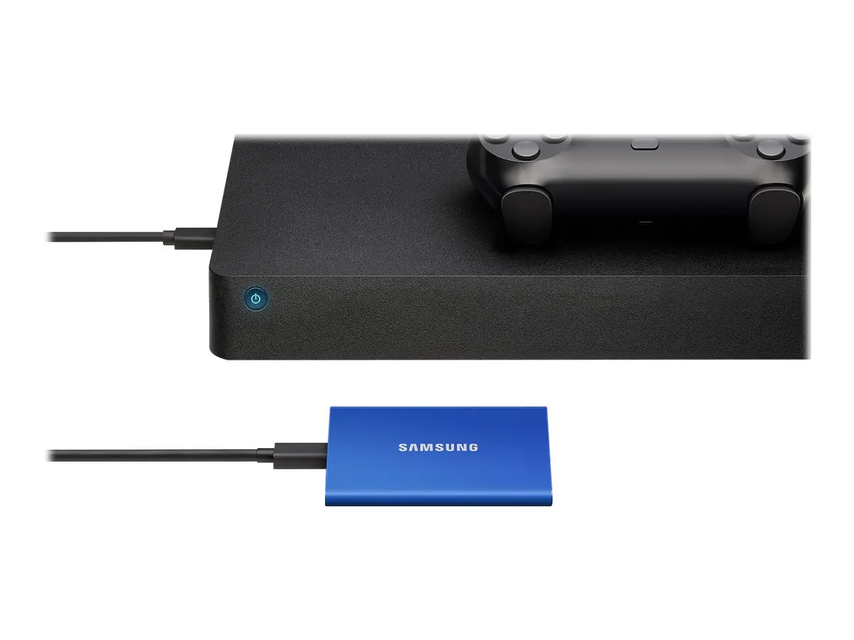 Hard disk, Samsung Portable SSD T7 1TB, USB 3.2, Citire 1050 MB/s Scriere 1000 MB/s, albastru indigo