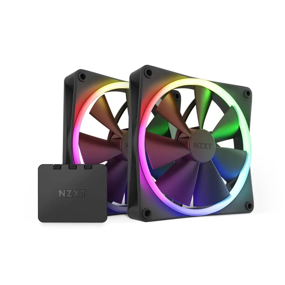 Set ventilatoare NZXT F140 RGB Black 2 bucăți și controler NZXT RGB