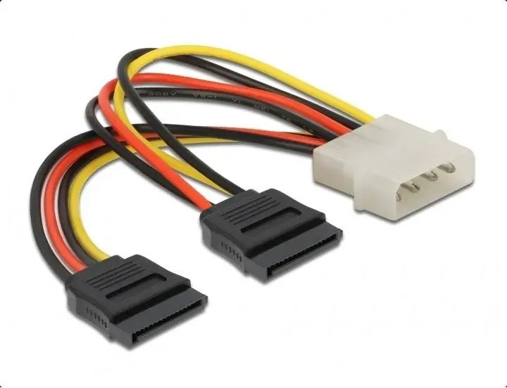 Καλώδιο DeLock Power Molex 4 Pin αρσενικό σε 2 x SATA 15 Pin, 16 cm