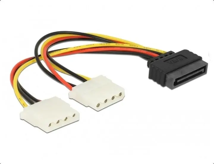 Cablu DeLock Power SATA 15pin la 2x 4pin Molex mamă, 20cm