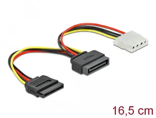 Cablu DeLock SATA 15 pin tată la Molex 4 pin mamă + SATA 15 pin mamă - 1