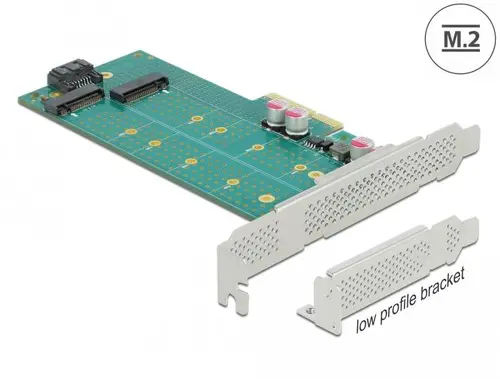 Карта PCI Express x4 Delock към 1x M.2 Key B + 1x  M.2 NVMe M.2 Key M, Low Profile - image 1