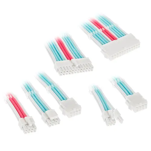 Комплект оплетени кабели Kolink Core, Brilliant White/Neon Blue/Pure Pink - image 1