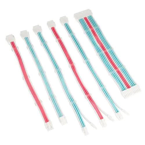 Комплект оплетени кабели Kolink Core, Brilliant White/Neon Blue/Pure Pink - image 2