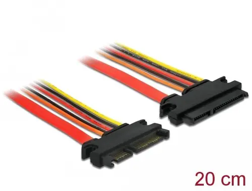 Удължителен кабел SATA III DeLock, SATA 6 Gb/s 22 pin мъжко - SATA 22 pin женско, (3.3 V + 5 V + 12 V), 20 cm - image 1