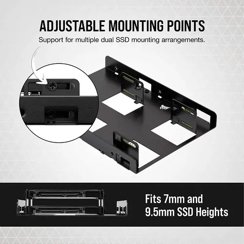 Скоби за монтиране Corsair HDD/SSD Mounting Kit - Dual 2.5" to 3.5", Black - image 2