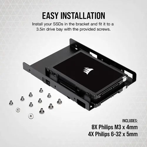 Скоби за монтиране Corsair HDD/SSD Mounting Kit - Dual 2.5" to 3.5", Black - image 3