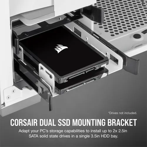 Скоби за монтиране Corsair HDD/SSD Mounting Kit - Dual 2.5" to 3.5", White - image 1