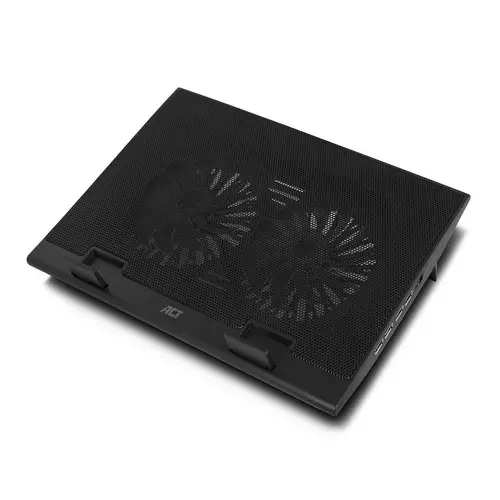 Cooler pentru laptop ACT, Până la 17", Cu două ventilatoare, Hub USB, Negru - 1