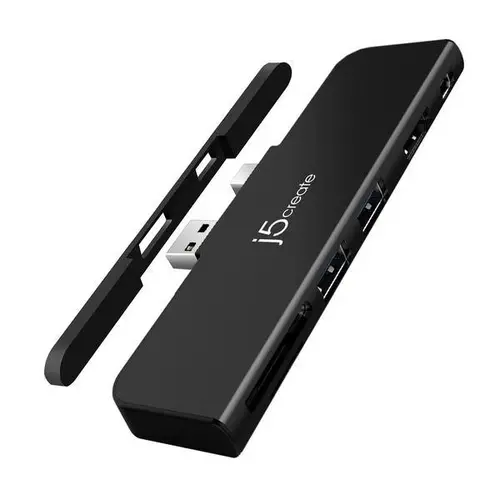 Docking station j5create JDD320B, για MS Surface Pro 4/5/6, USB-A Mini DP, μαύρο - 1