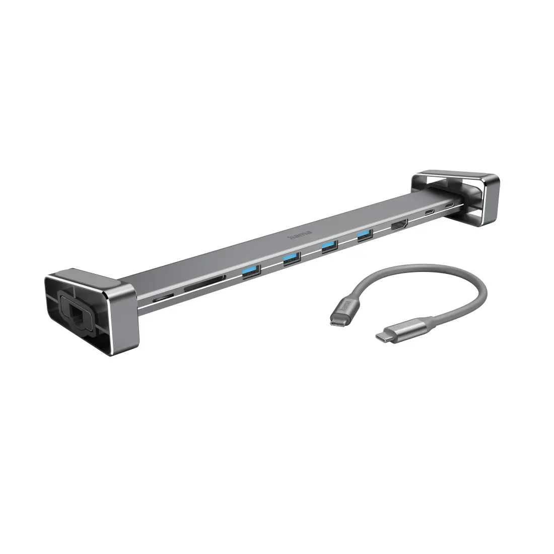 Docking station 9 σε 1 HAMA, 4 x USB-A, USB-C, HDMI, LAN, SD, microSD, γκρι