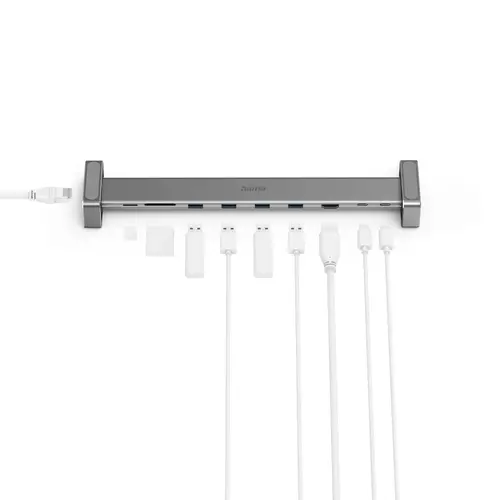 Докинг станция 9 в 1 HAMA, 4 x USB-A, USB-C, HDMI, LAN, SD, microSD, Сива - image 1
