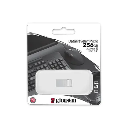 Memorie USB KINGSTON DataTraveler Micro, 256GB, USB-A 3.2 Gen 1, Argintiu