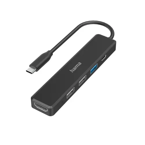USB-C, Hub cu 5 porturi, 3x USB-A, 1x USB-C, HDMI, 4K, Negru - 1