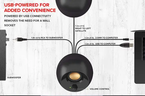 Sistem audio Creative PEBBLE Plus 2.1, USB, 8W - 6
