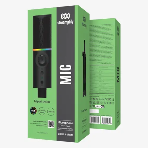 Настолен микрофон Streamplify MIC RGB, USB-A, стойка трипод - image 12