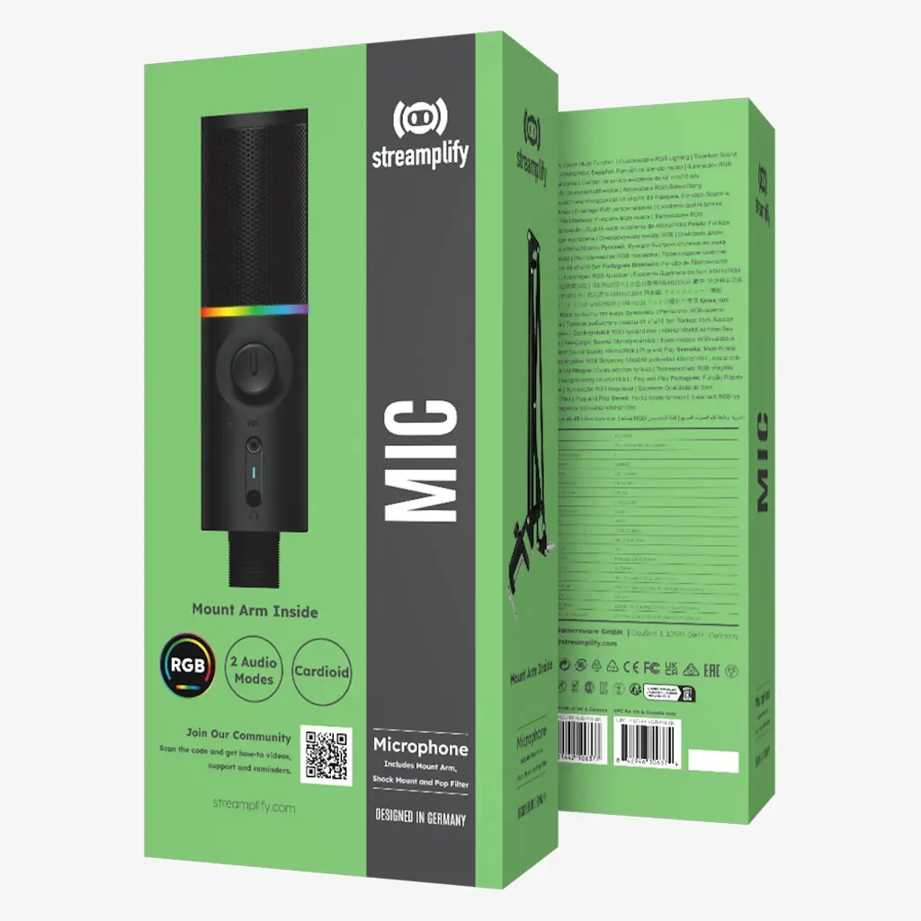 Настолен микрофон Streamplify MIC RGB, USB-A, стойка за захващане на бюро - image 10