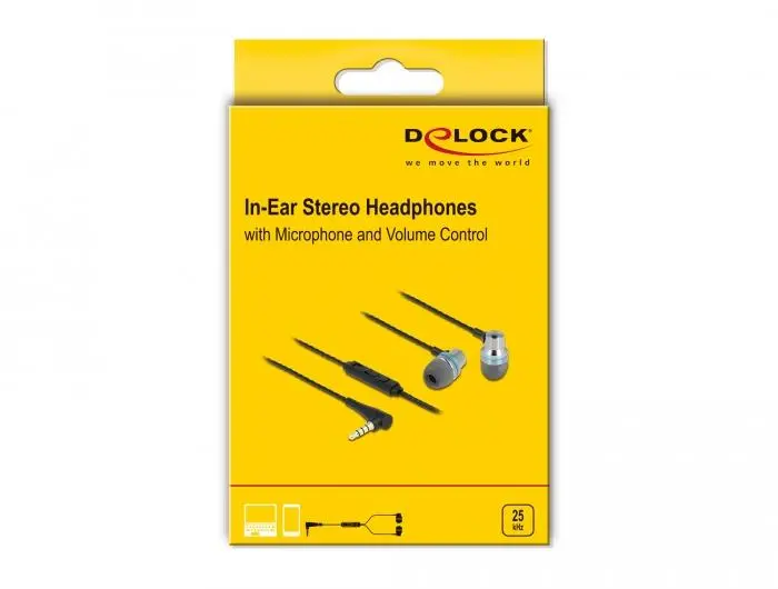 Слушалки DeLock 27183, In-Ear, 3.5 mm жак, Микрофон, Управление на звука, Черен/Сив - image 2