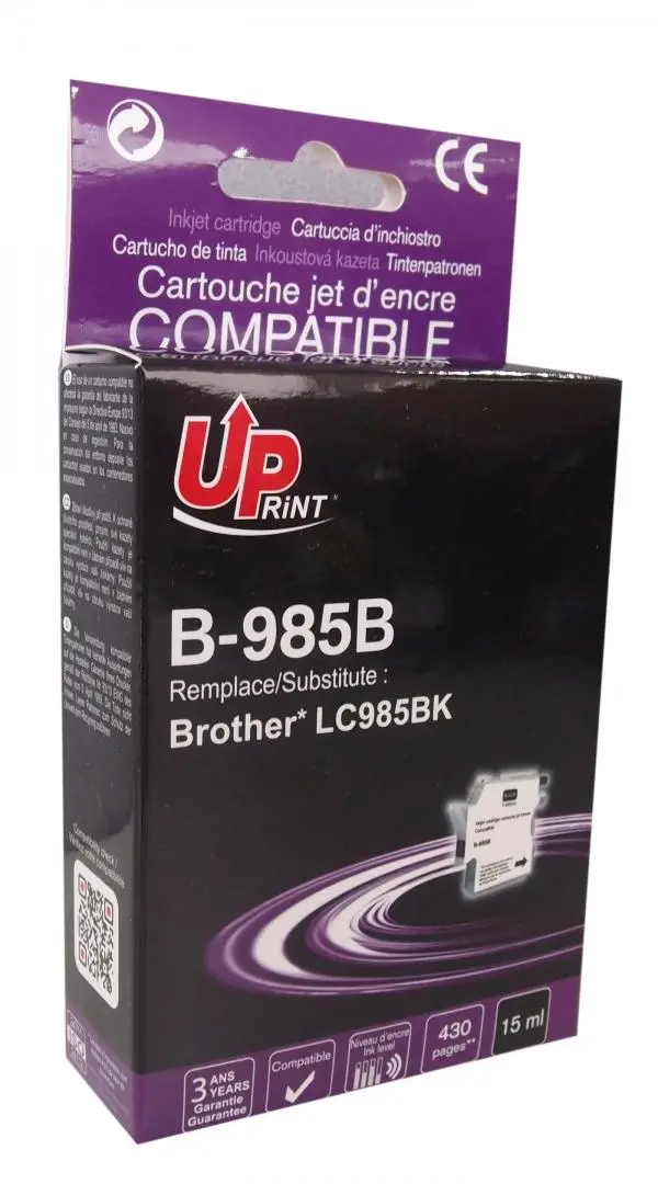 Μελανοδοχείο UPRINT LC985, BROTHER, Μαύρο