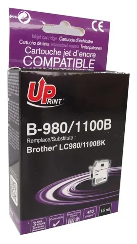 Δοχείο μελανιού UPRINT LC980/1100 BROTHER, Μαύρο - 1