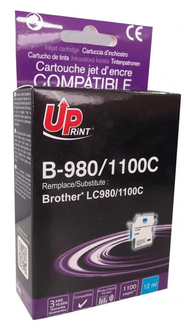 Δοχείο μελανιού UPRINT LC980/1100 BROTHER, Κυανό