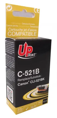 Κασέτα μελανιού UPRINT CLI521 CANON, Με τσιπ, Μαύρη - 1