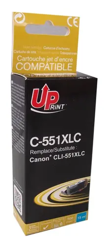 Δοχείο μελανιού UPRINT CLI-551XL CANON, Με chip, Cyan - 1