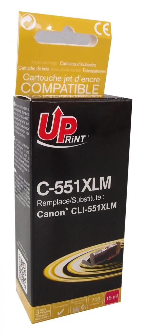 Δοχείο μελανιού UPRINT CLI-551XL CANON, Με chip, Magenta