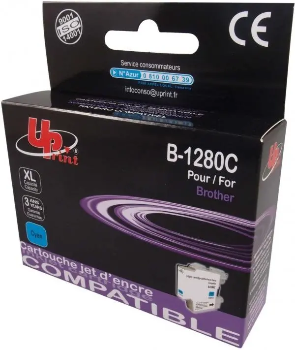 Κασέτα μελανιού UPRINT LC1280XL/1240, BROTHER, Cyan