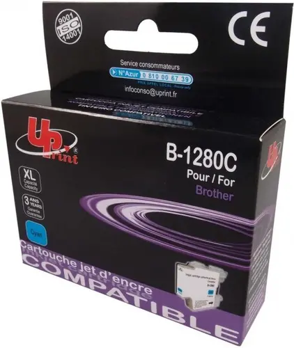 Κασέτα μελανιού UPRINT LC1280XL/1240, BROTHER, Cyan - 1