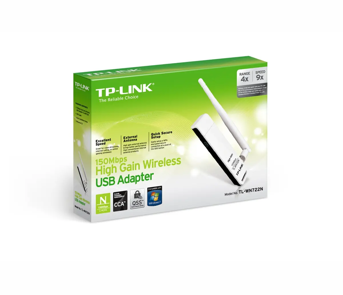 Безжичен адаптер TP LINK TL-WN722N, USB, 2T2R, 2.4Ghz, 802.11n/g/b - image 3