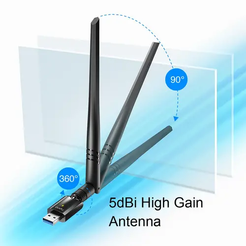 Безжичен адаптер Cudy WU1400, USB 3.0, 2.4/5 Ghz, Външна антена  - image 1