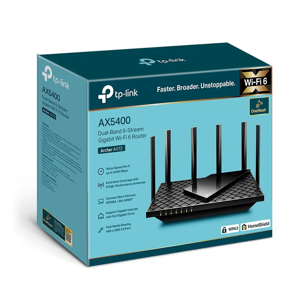 Безжичен рутер TP-Link Archer AX72, AX5400, 2.4/5 GHz, 574 - 4804 Mbps, Gigabit - image 3