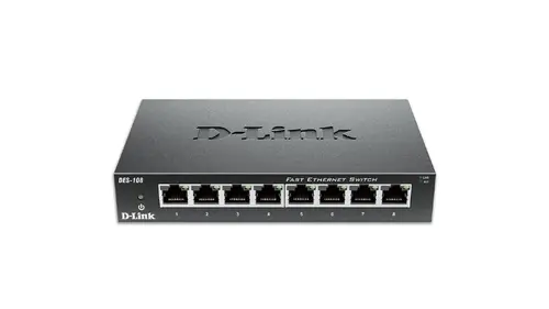 Суич D-Link DES-108/E, 8 портов 10/100 , метален корпус - image 1