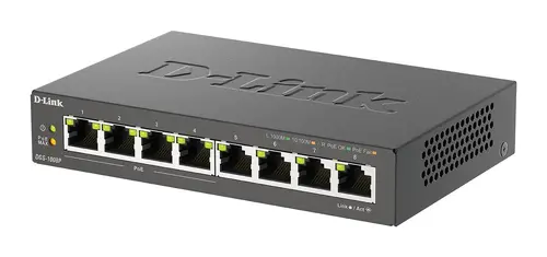 Суич D-Link DGS-1008P, 4x PoE + 4 x стандартни, 10/100/1000, Gigabit, - image 1