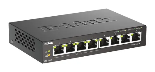 Суич D-Link DGS-1008P, 4x PoE + 4 x стандартни, 10/100/1000, Gigabit, - image 2