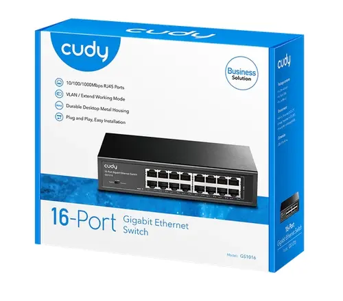 Комутатор, Cudy GS1016 16-Port Gigabit Switch, 16 10/100/100M RJ45 Ports Rack-mountable Steel Case - image 3